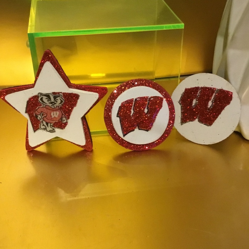 Handcrafted Wisconsin Badger Magnets Set of 3